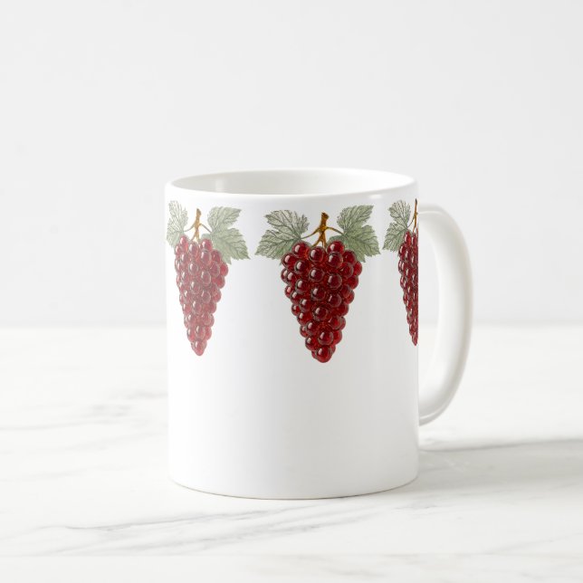 Caneca De Café Uva de Cristal Vermelho (Frente Esquerda)