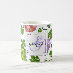 Caneca De Café Uvas e vinhas delicadas