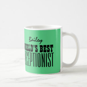 Caneca De Café V03 verde e preto do melhor RECEPCIONISTA do mundo