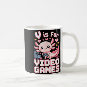 Caneca De Café V é para videogames adorável axolote jogador de vi