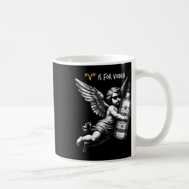 Caneca De Café V É Para Vodka Cupido É Estúpido E Bêbado Anti Val (Direita)