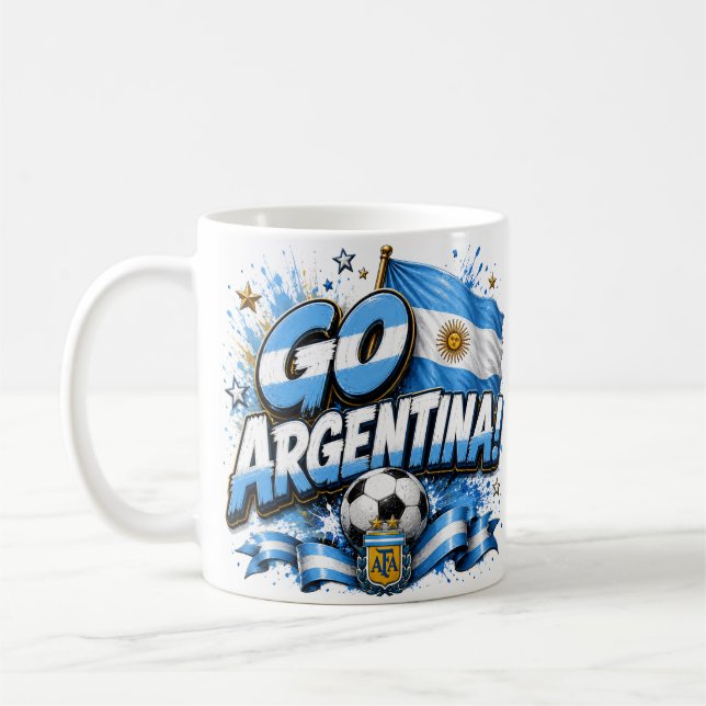 Caneca De Café Vá Argentina Design de Futebol | Argentin (Esquerda)