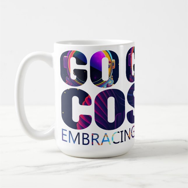 Caneca De Café Vá Cósmico Abraçando o Espaço (Esquerda)