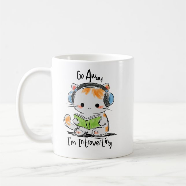 Caneca De Café Vá Embora, Estou Introvertendo Gato (Esquerda)