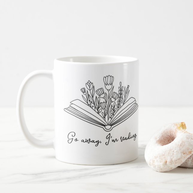 Caneca De Café Vá embora, estou lendo o livro com flores (Com Donut)