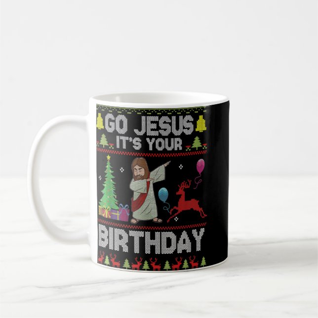 Caneca De Café Vá Jesus É Seu Aniversário De Natal Feio (Esquerda)