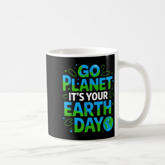 Caneca De Café Vá Planeta É Seu Dia da Terra Design Ecológico  (Direita)