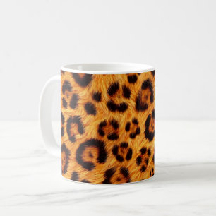 Caneca De Café Vá Selvagem Estampa Leopardo Dourado Laranja Âmbar