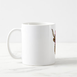 Caneca De Café Vaca Alta Cute com Óculos de Coração Rosa Vetor_1