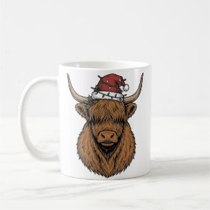 Caneca De Café Vaca das Terras Altas de Natal Gravura Vintage Cha