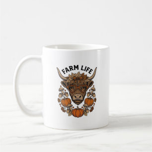 Caneca De Café Vaca das Terras Altas de Outono com Óculos de Cora