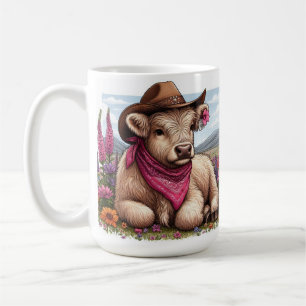 Caneca De Café Vaca das Terras Altas Vestindo Chapéu e Bandana