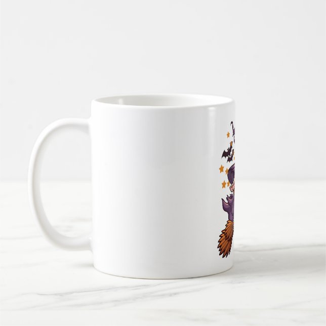 Caneca De Café Vaca de bruxa sobre um vassoura (Esquerda)