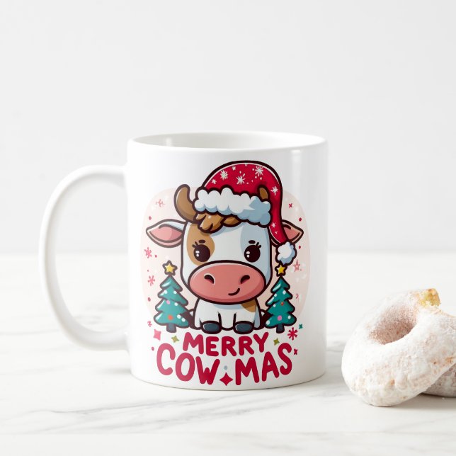 Caneca De Café Vaca de Natal "Feliz Cowmas" (Com Donut)