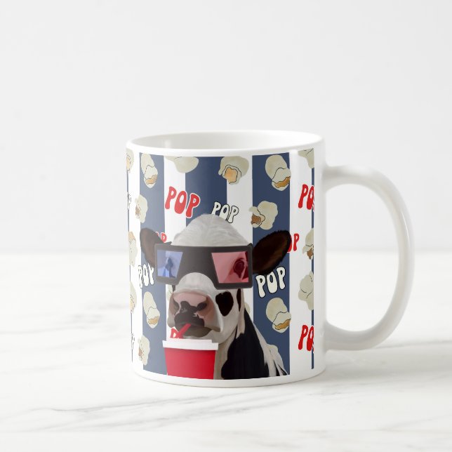 Caneca De Café Vaca de Padrão de Pipoca Retroativa (Direita)