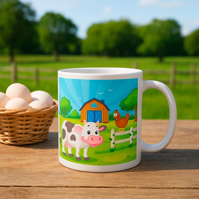 Caneca De Café Vaca Esfregando Em Animais De Fazenda. (Criador carregado)