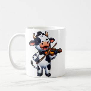 Caneca De Café Vaca Fofa Tocando Violino Vacas Músico Música