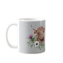 Vaca Highland Escocesa Marrom Floral Personalizada