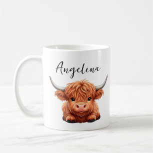 Caneca De Café Vaca Highland Personalizada Animal de Fazenda Fo