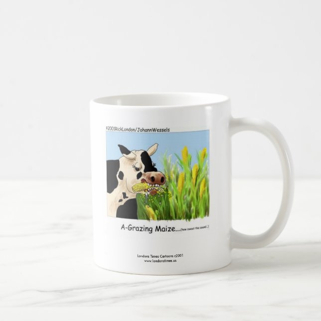 Caneca de Café "Vaca Hilária "Pastando Milho" (Direita)