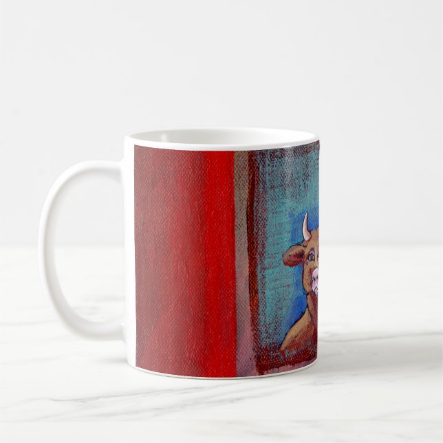 Caneca De Café Vaca louca - ARTE emocional da vaca da virada (Esquerda)