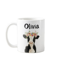Vaca para bebês personalizada com coroa floral