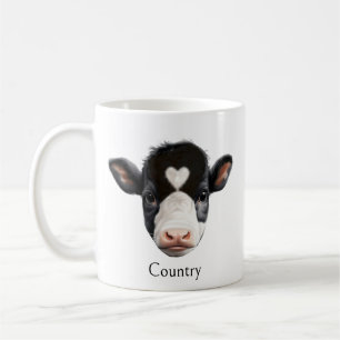Caneca De Café Vaca preta e branca estilo Country
