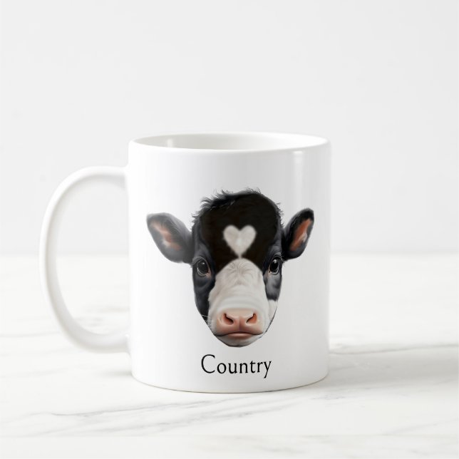 Caneca De Café Vaca preta e branca estilo Country (Esquerda)