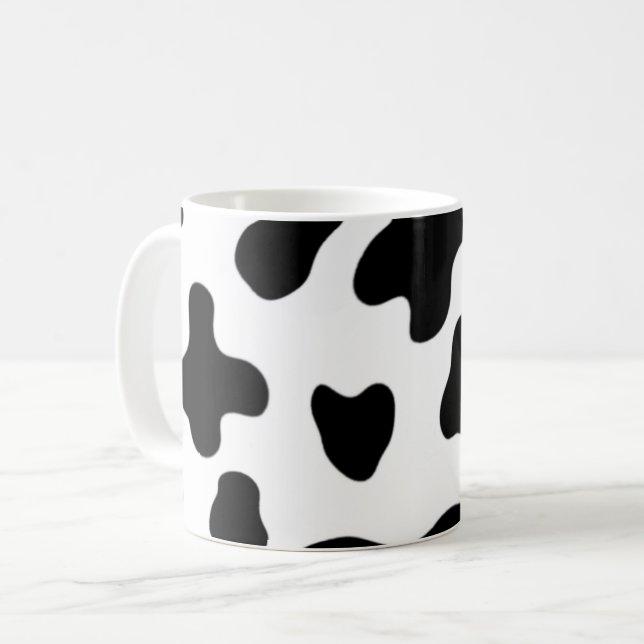 Caneca De Café Vaca preta e branca moderna e bonita (Frente Esquerda)