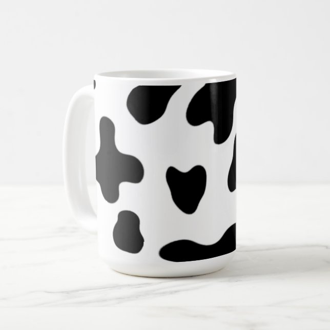 Caneca De Café Vaca preta e branca moderna e bonita (Frente Esquerda)