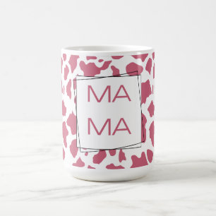 Caneca De Café Vaca Rosa Estampada “MAMÃE”