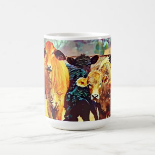 Caneca De Café Vacas, Amigos, Torta de Arte