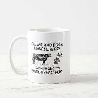 Caneca De Café Vacas e cães me fazem feliz