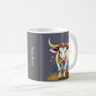 Caneca De Café Vacas Sagradas e Coloridas Diwali em Disfarces Fes