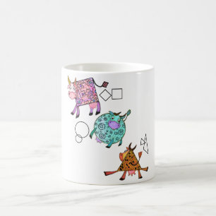 Caneca De Café Vacas Voadoras Crianças Mug