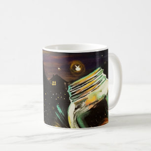 Caneca De Café Vagalumes Mágicos em Pote de Pedra na Lua de Verão