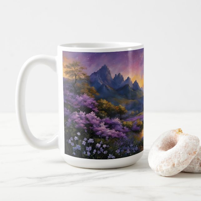 Caneca De Café Vale da lavanda em Dawn (Com Donut)