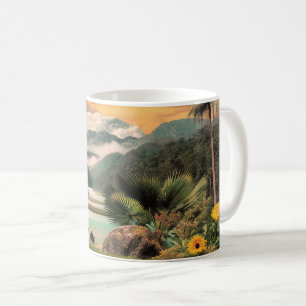 Caneca De Café Vale Tropical Surreal com Palmeiras