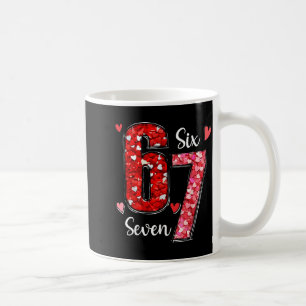 Caneca De Café Valentine 67 Seis Sete Meme Rosa Corações Dia dos