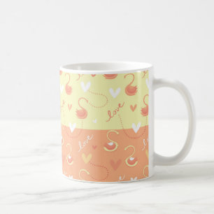 Caneca De Café Valentine Day Heart Love Escrito em Amarelo Laranj