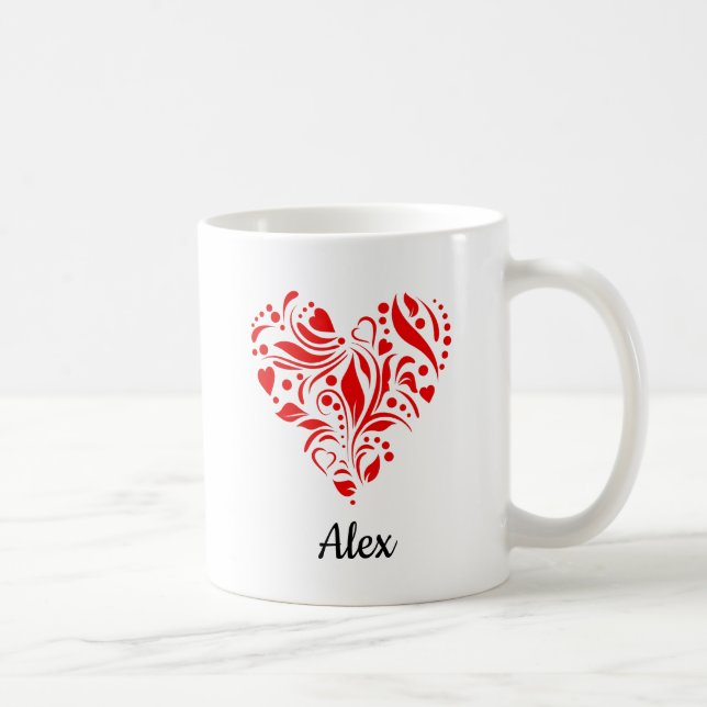 Caneca De Café Valentine Heart Love Customizable (Direita)