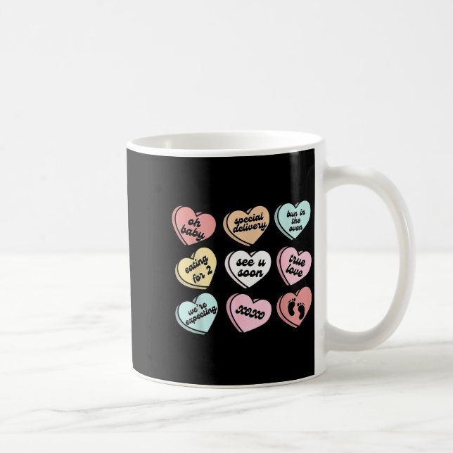 Caneca De Café Valentine Hearts Candy Pregnancy Announcement Baby (Direita)