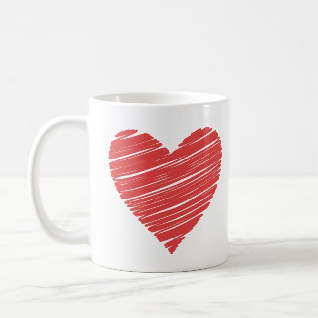 Caneca De Café Valentine Red Happy heart romance graphic (Esquerda)
