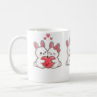 Caneca De Café Valentine’s Day Bunny Mug | Cute Couple Bunnies 