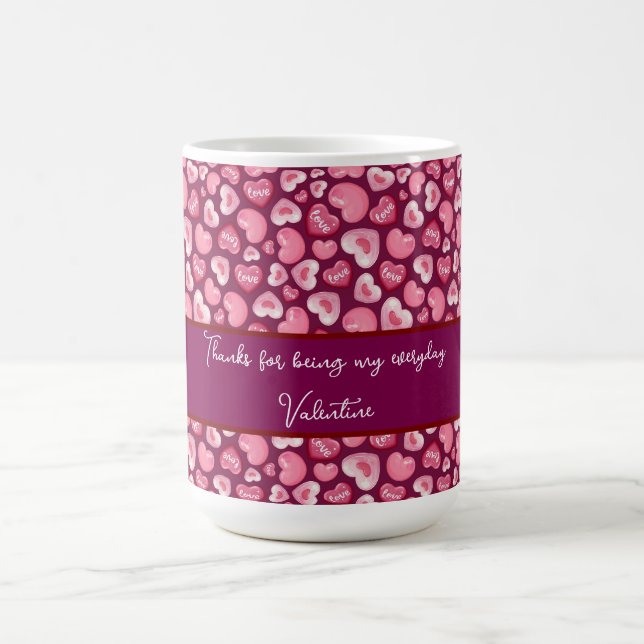 Caneca De Café Valentine’s Day Love Hearts. Sweet and Glossy Hea (Centro)