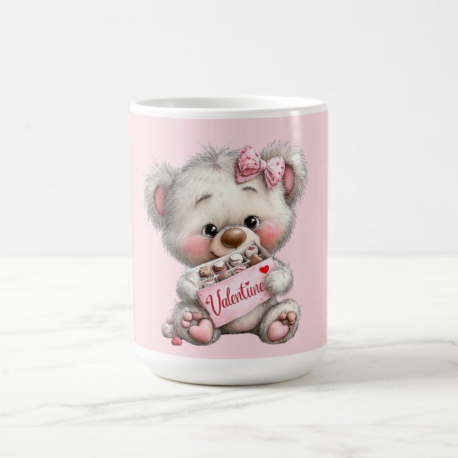 Caneca De Café Valentine Teddy with Chocolates (Centro)