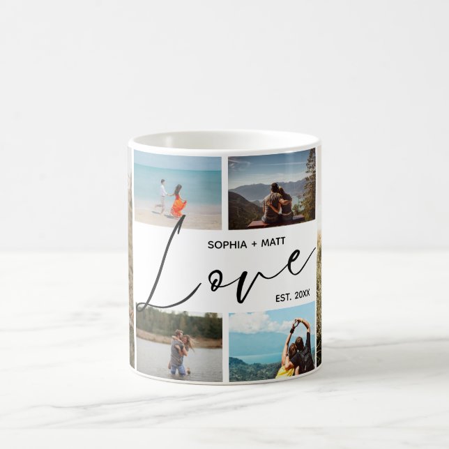 Caneca De Café Valentines Couples Keepsake Photo Collage (Centro)