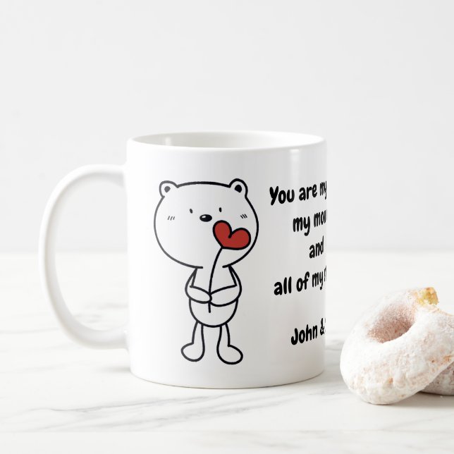 Caneca De Café Valentine's Day Bear Love Heart (Com Donut)