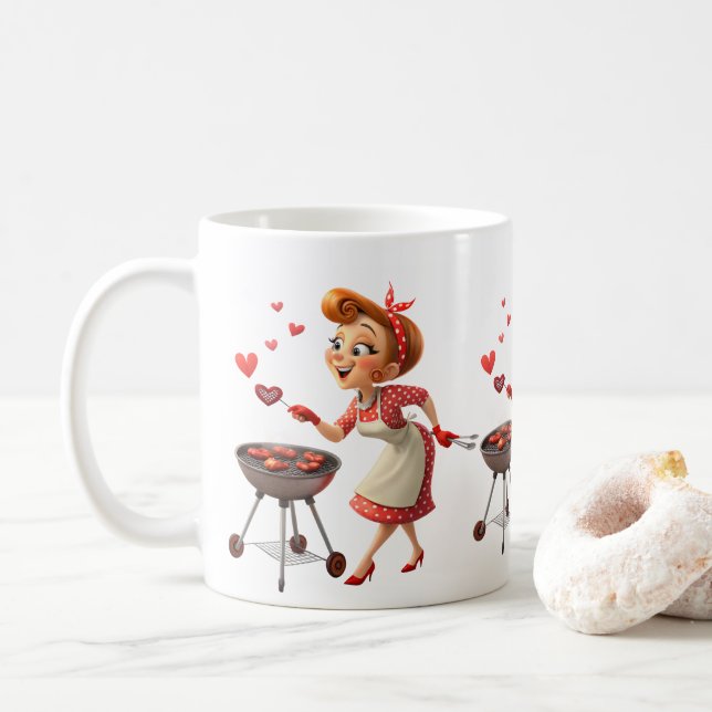 Caneca De Café Valentine's Day Cooking Red Hearts Mugs (Com Donut)