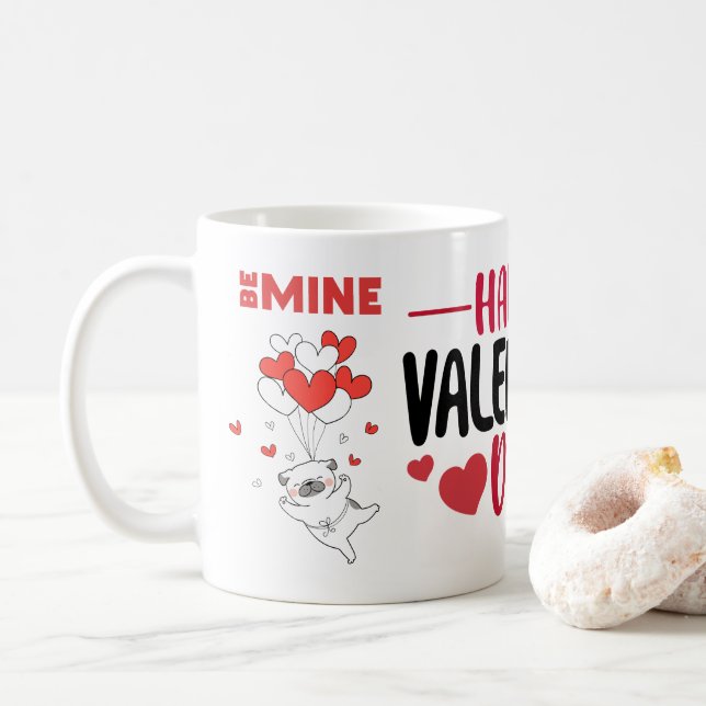 Caneca De Café Valentine's Day DogLove Heart (Com Donut)